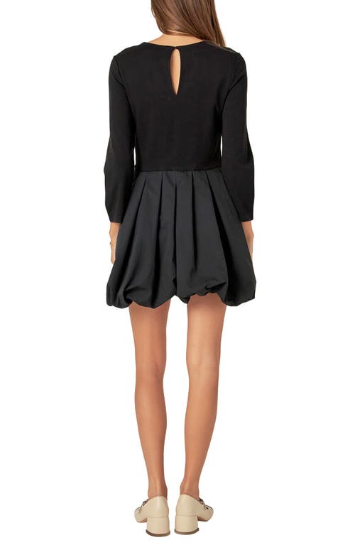 English Factory Mixed Media Bubble Hem Minidress In Black