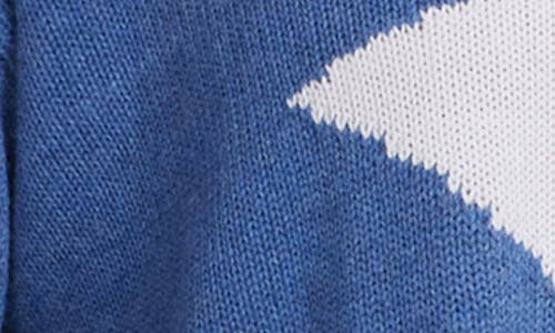 Minnie Rose Cotton Star Crewneck Sweater In Harbour Blue/white