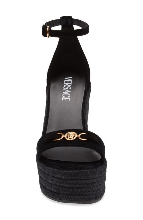 Versace Medusa '95 Espadrille Wedge Sandal In Black/ Gold