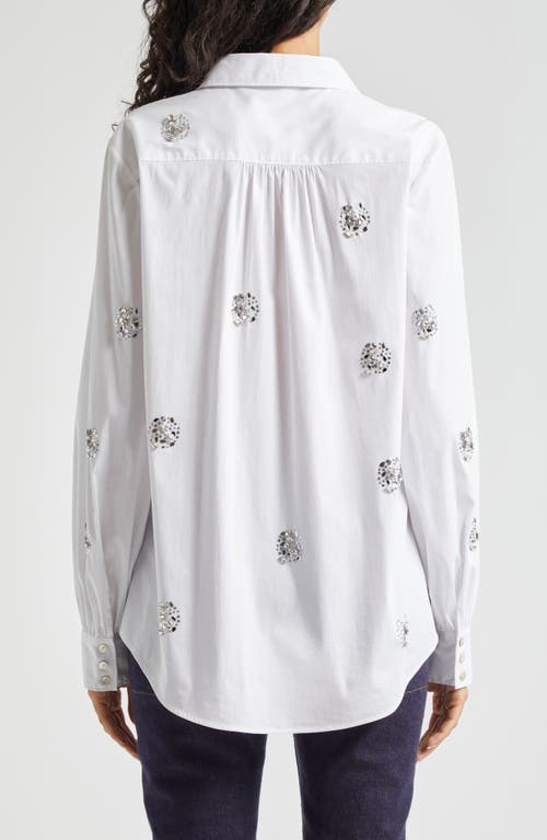 Shop Cinq À Sept Ravina Crystal Embellished Button-up Shirt In White