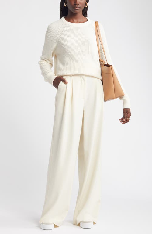 Shop Nordstrom Cotton & Merino Wool Rib Sweater In Ivory Pristine