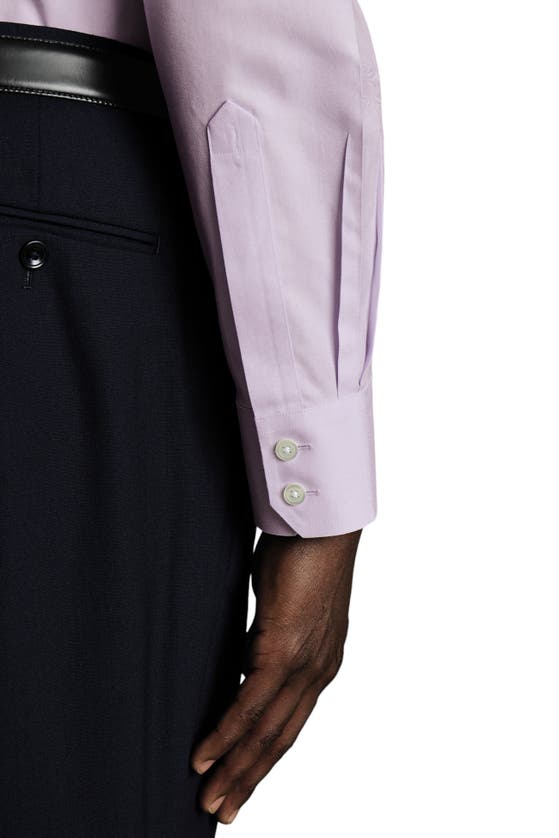 Shop Charles Tyrwhitt Non-iron Twill Cutaway Slim Fit Shirt Single Cuff In Lilac Purple