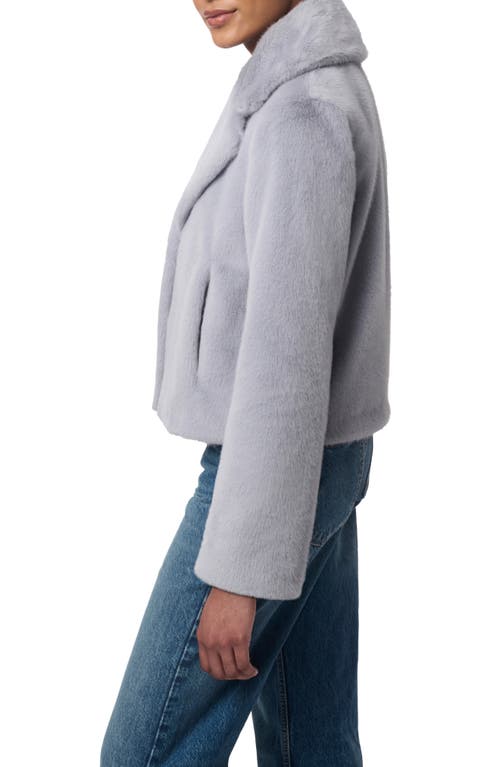 Bernardo Short Faux Fur Coat In Dusty Blue
