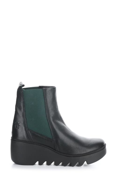 Shop Fly London Fly Long Bagu Wedge Chelsea Boot In Black/teal