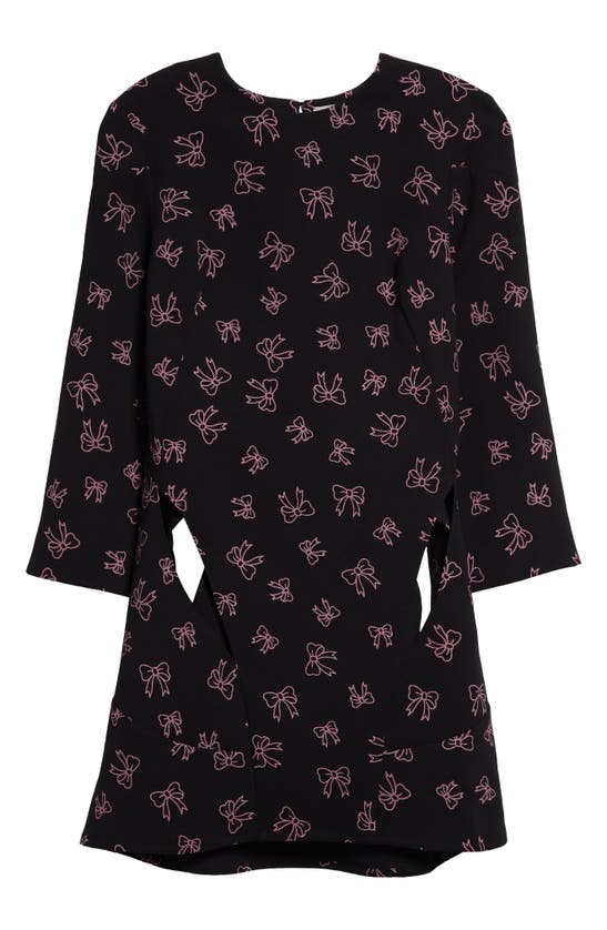 Shop Ashley Williams Bow Long Sleeve Dress In Black Crepe W. Purple Bows