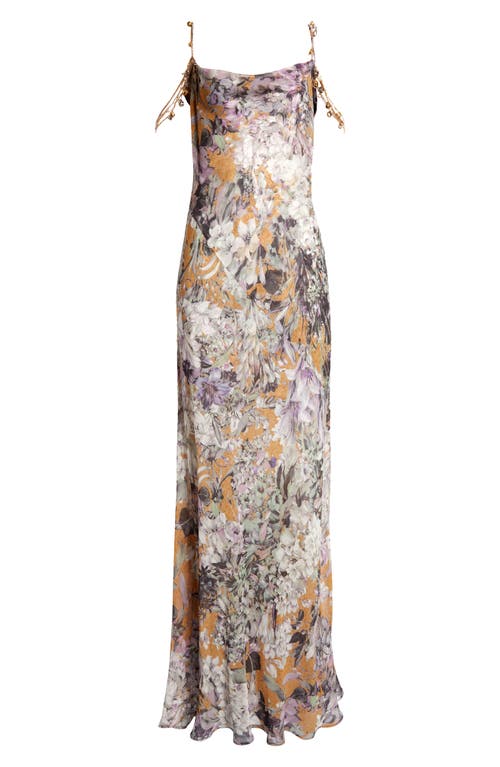 Dries Van Noten Deryl Floral Print Beaded Strap Slipdress in Beige 103 |  Smart Closet
