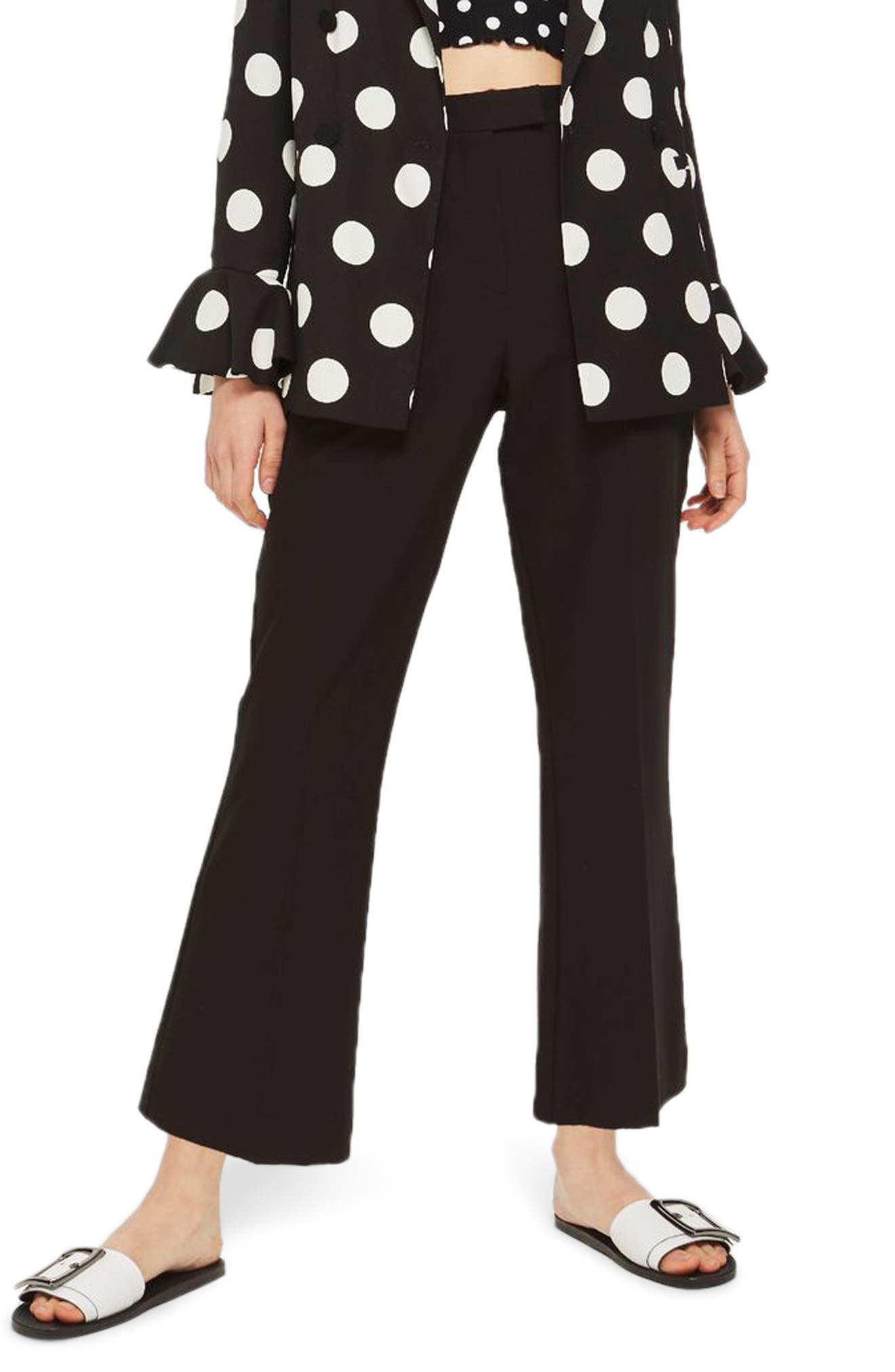 black kick flare trousers