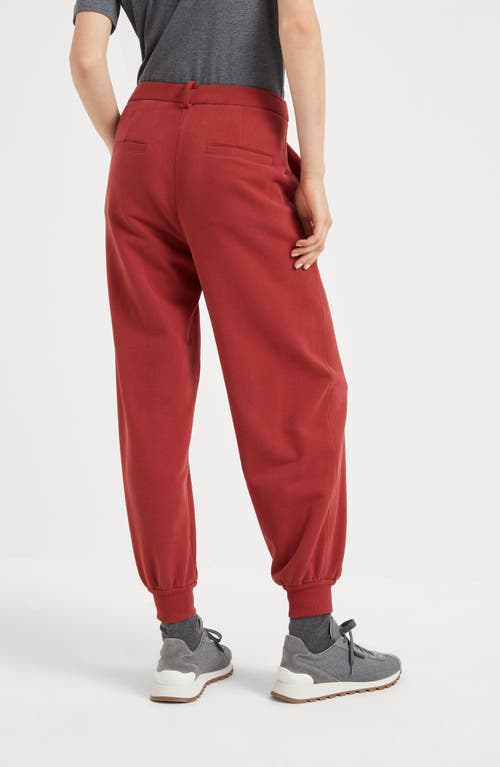 Shop Brunello Cucinelli Cotton Smooth French Terry Trousers In Red