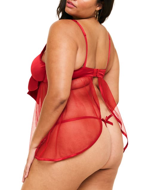 Shop Adore Me Bessima Babydoll & G-string Set Lingerie In Dark Red