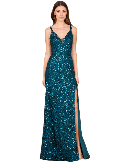 Shop Lara New York Beaded Cap Sleeve Dress With High Slit In Teal