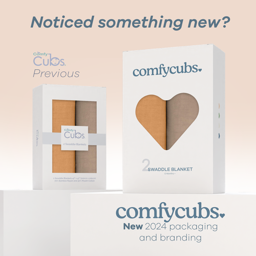 Comfy Cubs Muslin Swaddle Blanket, 2 Pack In Cedar & Caramel