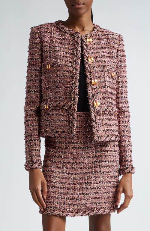 Shop St John St. John Collection Metallic Eyelash Tweed Jacket In Napa Pink Multi