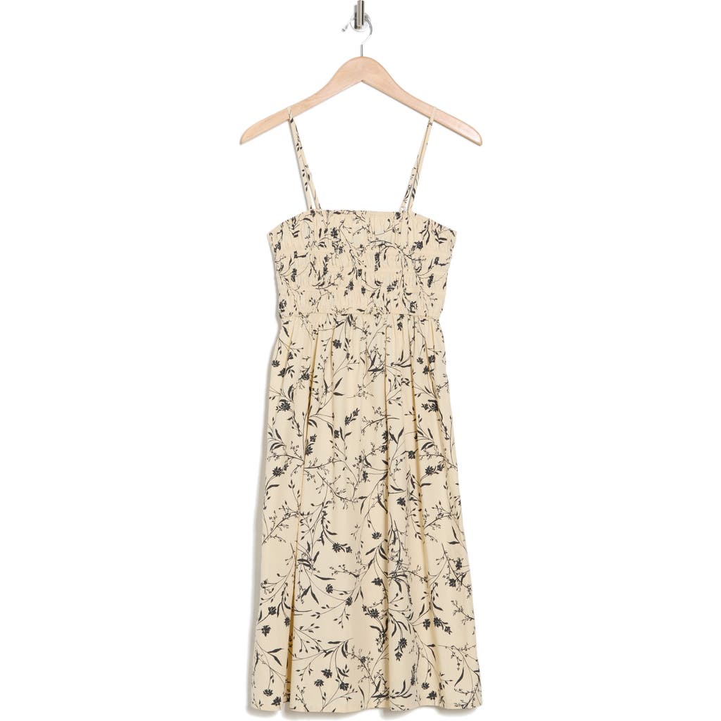 Shop Abound Print Smocked Cami Midi Dress In Beige Floral Frill