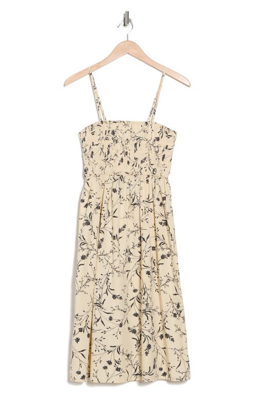 Shop Abound Print Smocked Cami Midi Dress In Beige Floral Frill