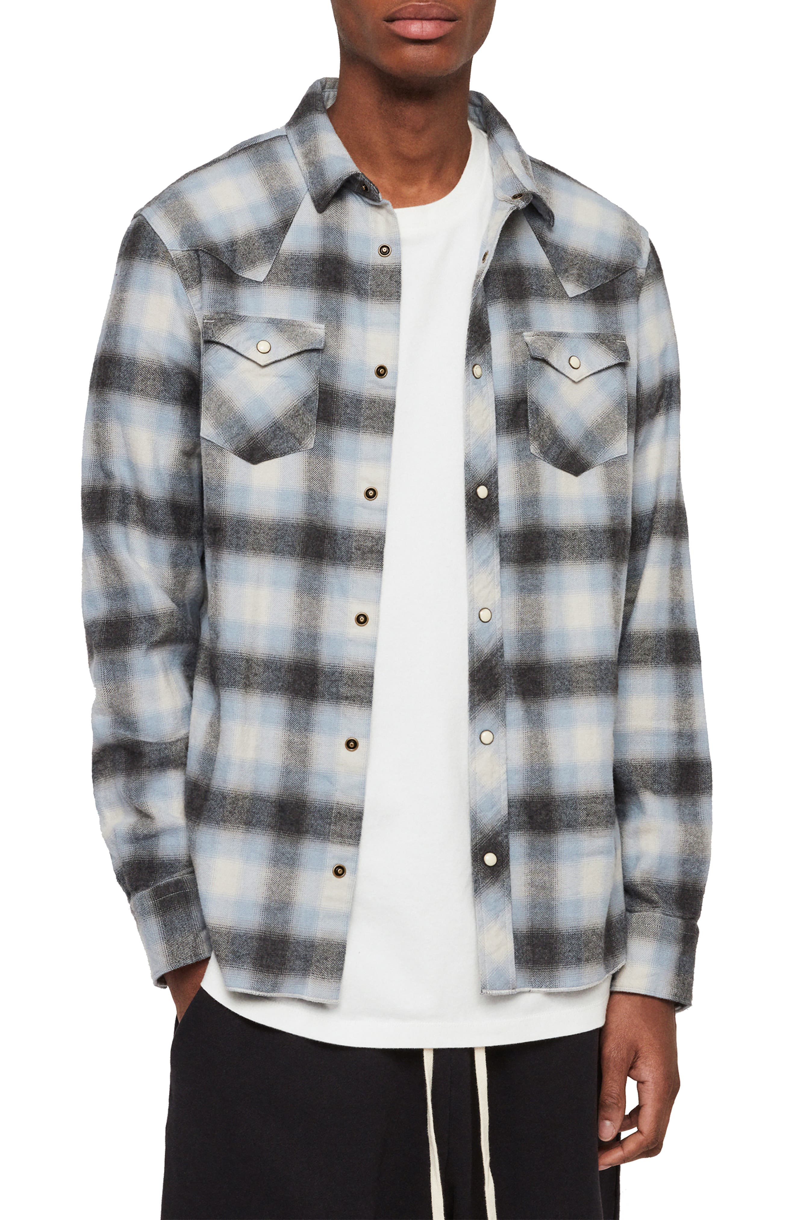 Allsaints Vinita Slim Fit Flannel Shirt, Black