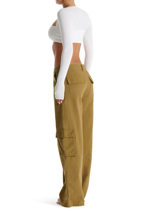 Shop Naked Wardrobe Relaxed Straight Leg Canvas Cargo Pants In Olive