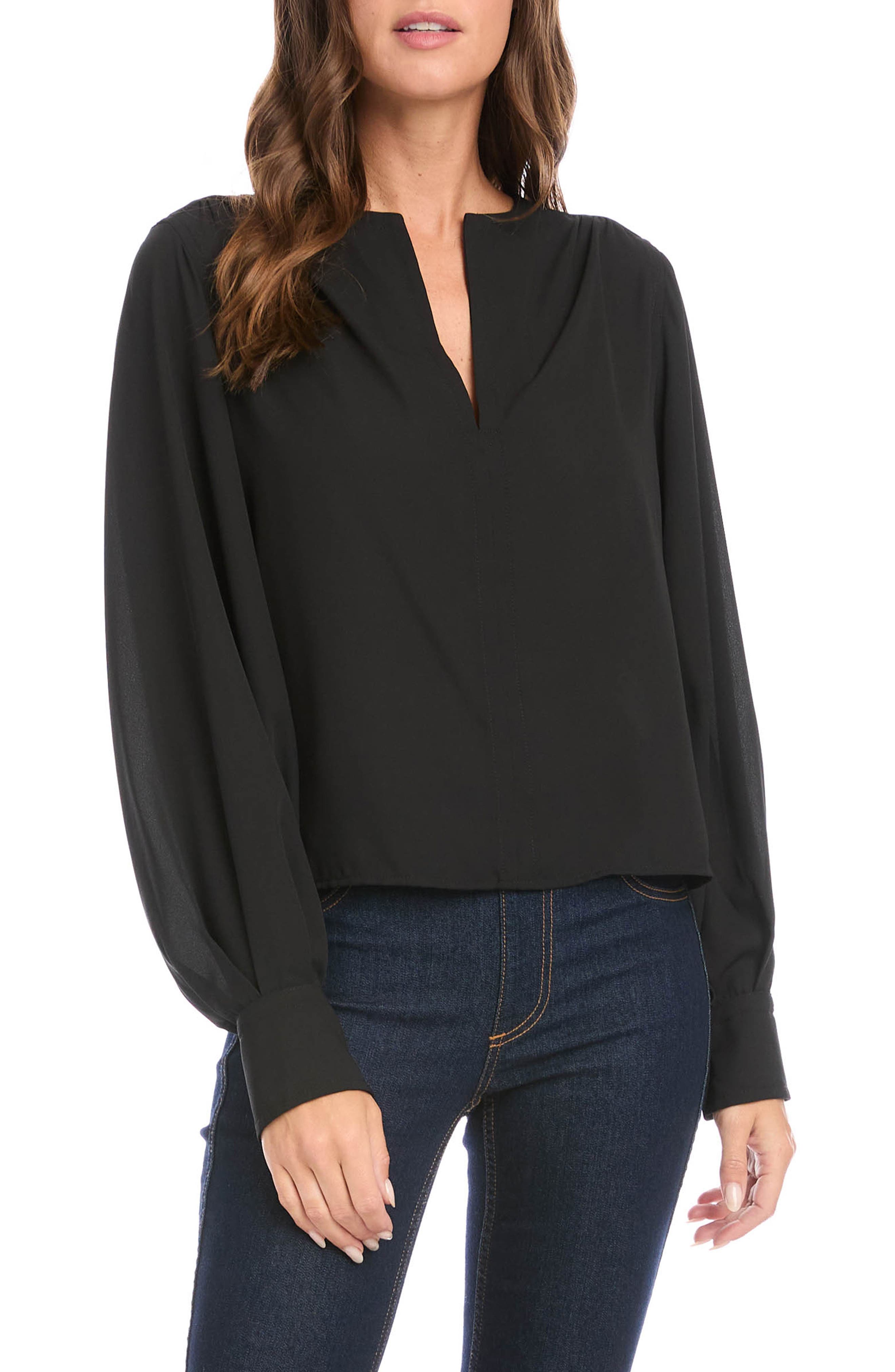 Chemise Karen Kane Noire Avec Nœud Torsadé, Taille M - Occasion Excellent état, Rayon/élasthanne
