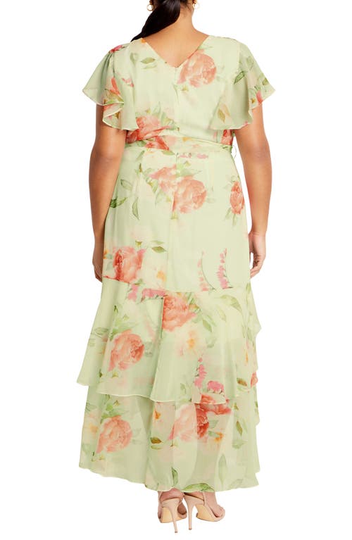 Shop City Chic Floral Print Faux Wrap Dress In Petal Perfection