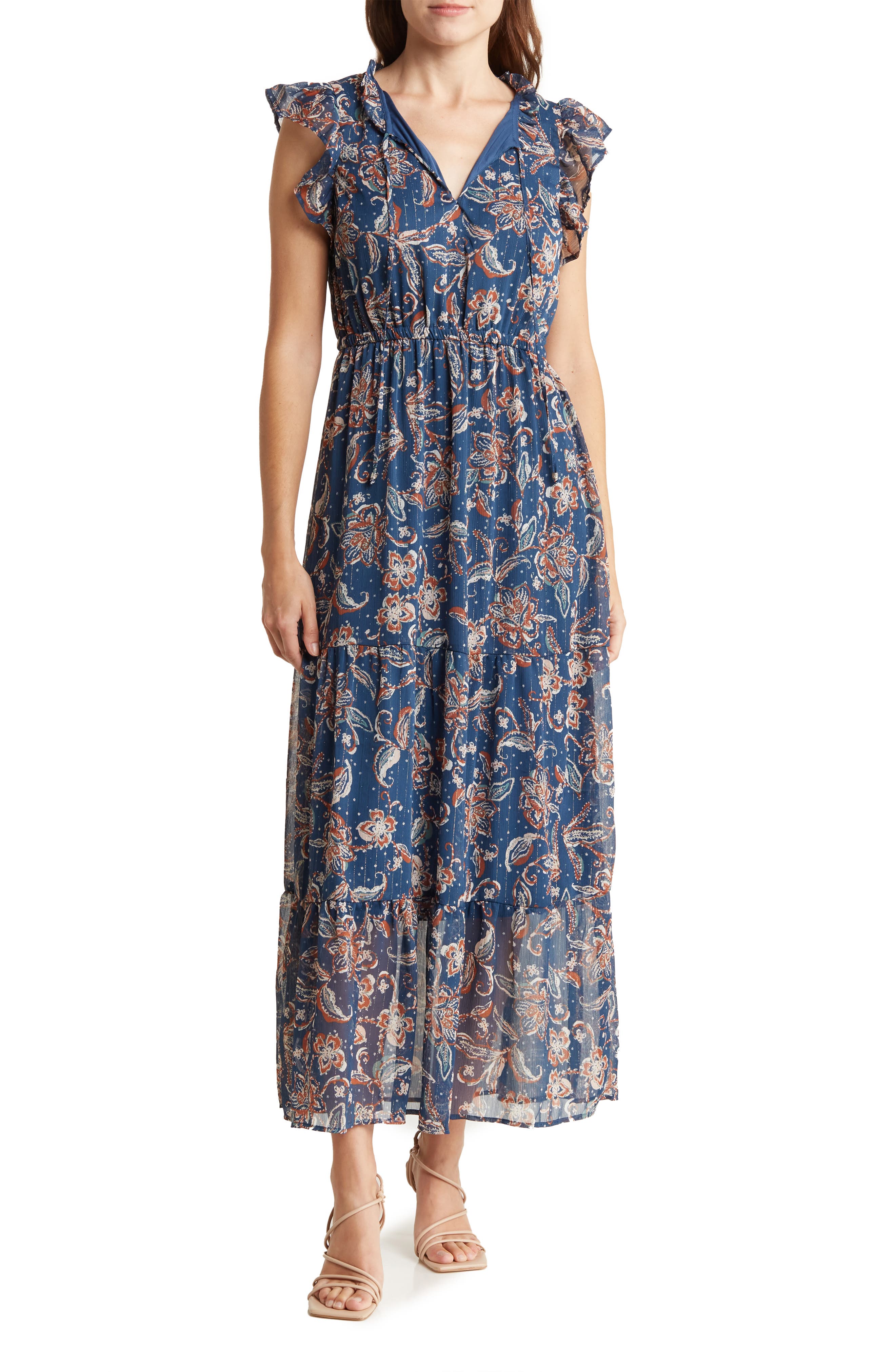 Next ANGEL SLEEVE MIDI SHIRT DRESS - Vestido Camisero - Blue Palm Print