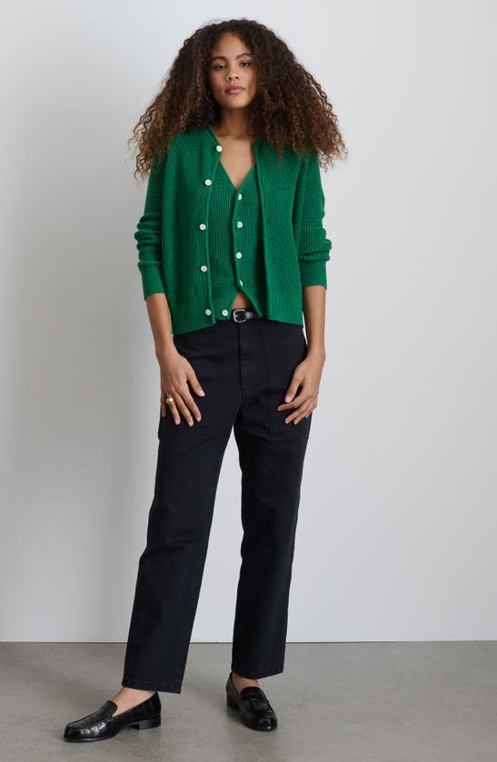 Alex Mill Chunky Cotton Cardigan In Verdant Green