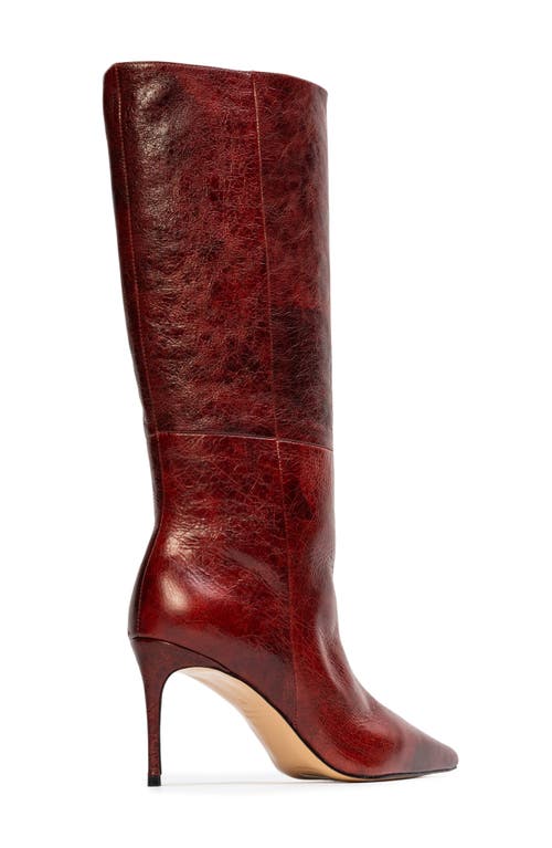 Black Suede Studio Friday 80 Pointed Toe Knee High Boot In Rust Crinkle