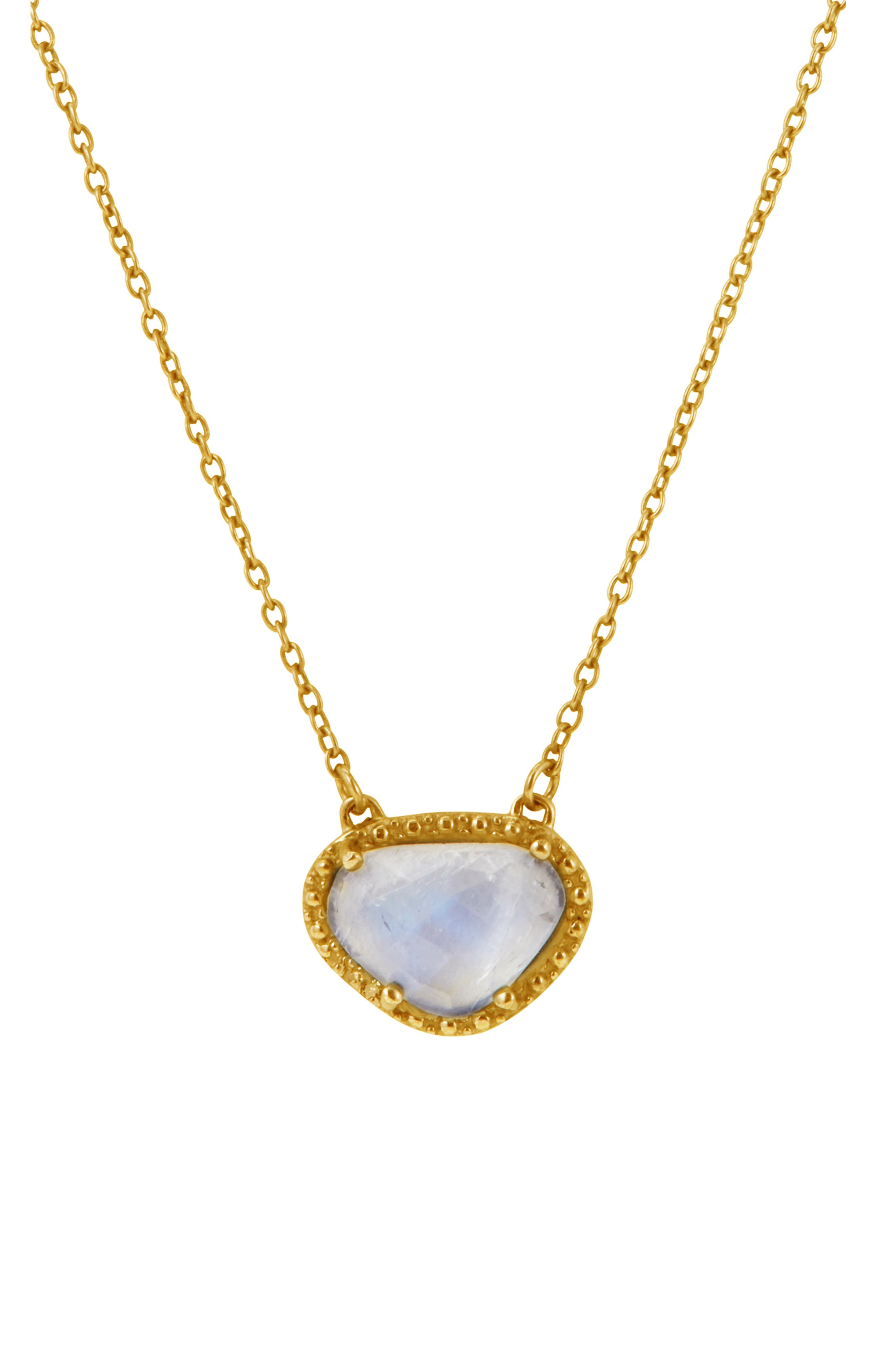 Adornia 14k Gold Plated Sterling Silver Rose Cut Moonstone Pendant Necklace In Metallic Gold