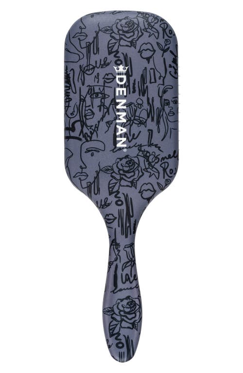 Denman D38 Power Paddle  Detangler Hairbrush In Line Grafitti Print