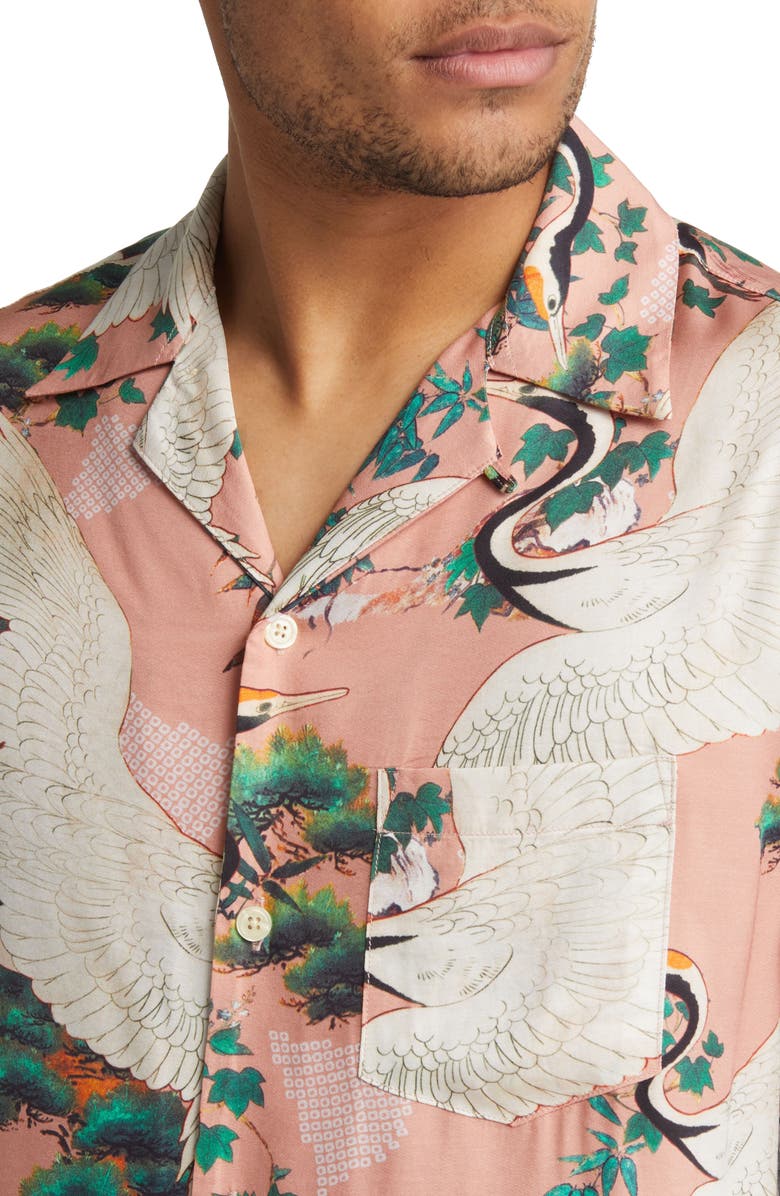 AllSaints Craned Short Sleeve Button-Up Camp Shirt, Alternate, color, 