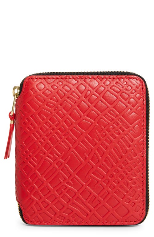Comme des Garçons Wallets Roots Embossed Leather Zip Wallet in Red at Nordstrom