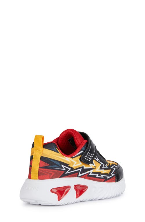 Shop Geox Kids' Assister Light-up Sneaker In Black/red