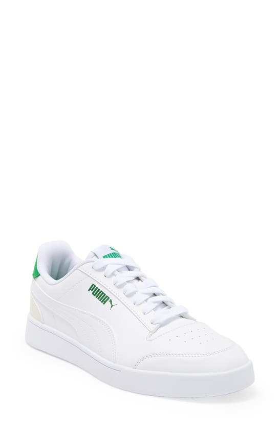 Puma Shuffle Sneaker In White-vapor Gray-archive Green