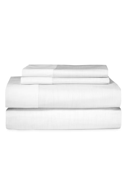 Michael Aram Striated Band 400 Thread Count Flat Sheet in White at Nordstrom, Size King