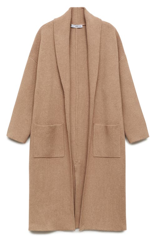 Mango Oversize Long Cardigan In Medium Brown
