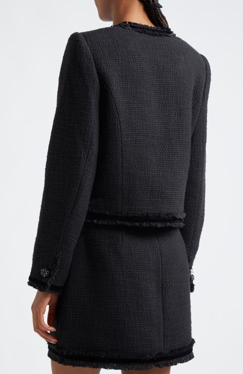 Shop Cinq À Sept Christie Velvet Trim Cotton Bouclé Jacket In Black