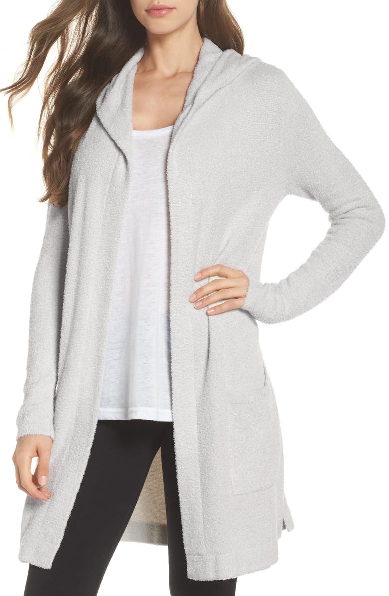 BAREFOOT DREAMS<SUP>®</SUP> Cozychic Lite<sup>®</sup> Coastal Hooded Cardigan, Main, color, SILVER/ PEARL HEATHER