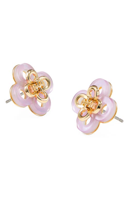 Tory Burch Kira Clover Stacked Stud Earrings In Tory Gold/light Pink