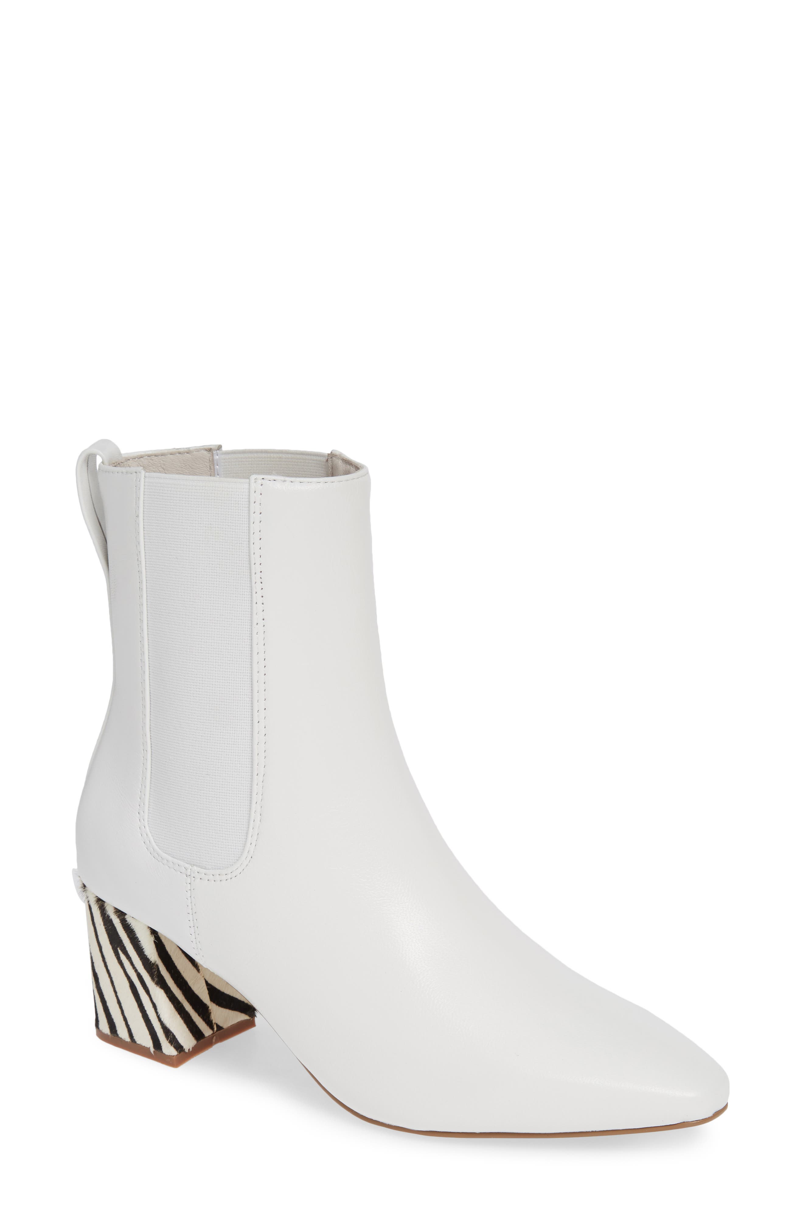 Matisse Off Duty Genuine Calf Hair Chelsea Bootie- White