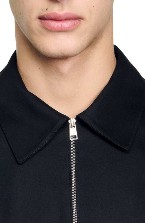 Shop Sandro Loose-fit Zip-up Shirt In Black