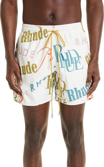 Mavericks in Palms Print: 2 in 1 swim shorts with boxer brief liner