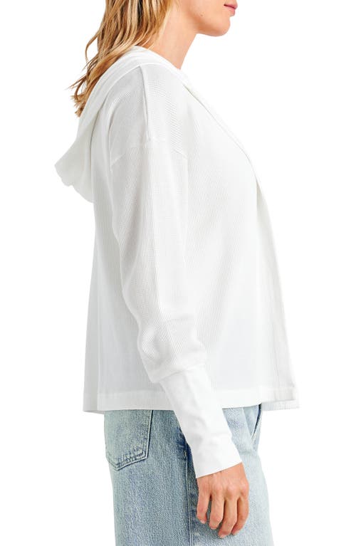 Shop Splendid Jaime Thermal Knit Open Front Hoodie In White