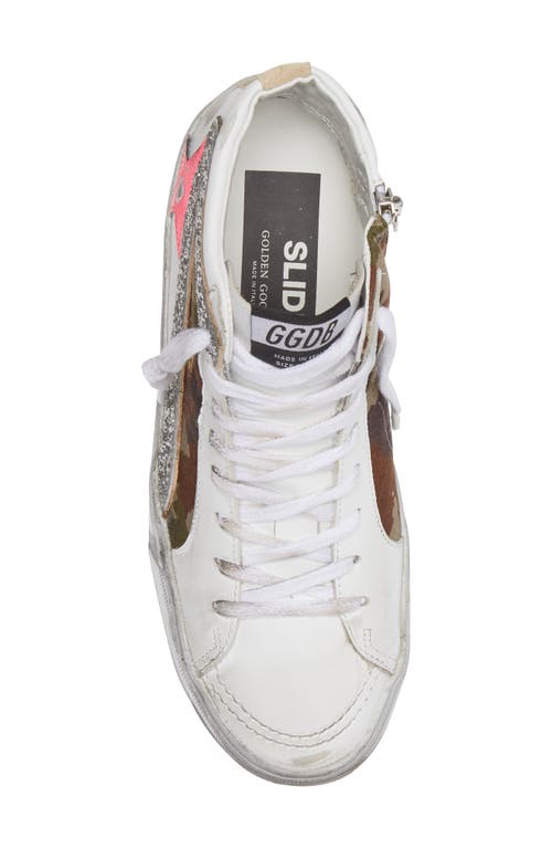 Shop Golden Goose Slide High Top Sneaker In White/green/silver