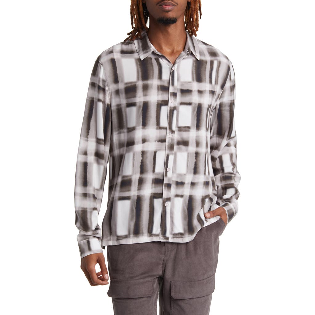 Shop Native Youth Print Long Sleeve Lenzing™ Ecovero™ Viscose Button-up Shirt In White/black