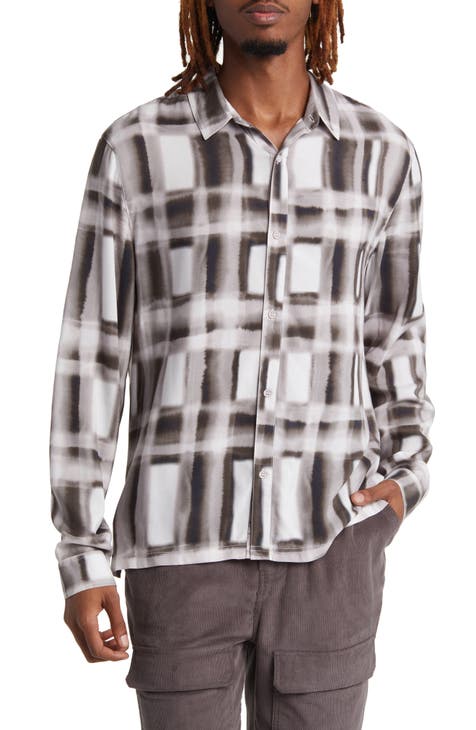 Print Long Sleeve Lenzing™ EcoVero™ Viscose Button-Up Shirt