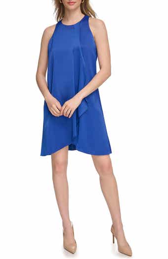 Calvin Klein Long Sleeve Clip Dot Chiffon Trapeze Dress