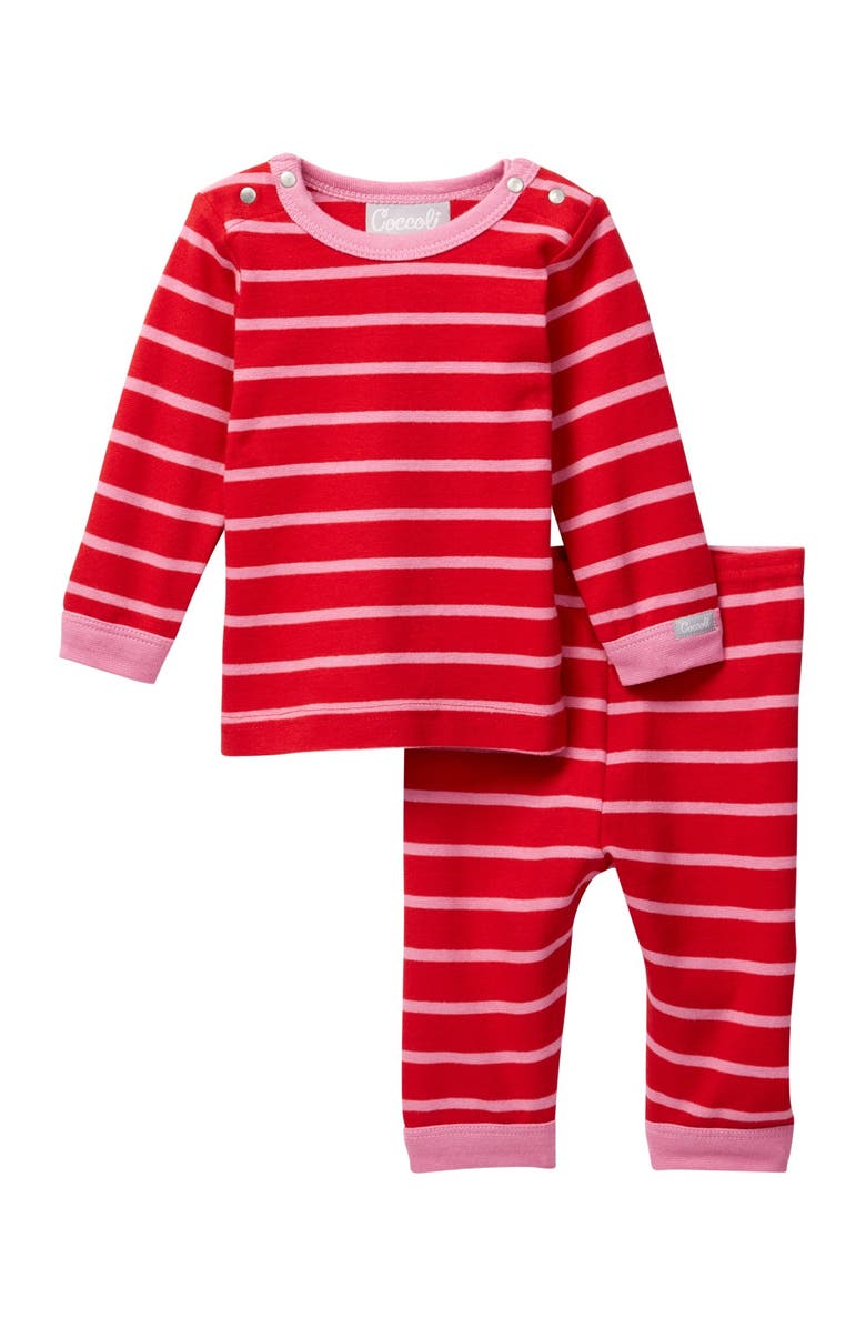 COCCOLI Striped Top & Pant Set, Main, color, CRANBERRY / BEGONIA