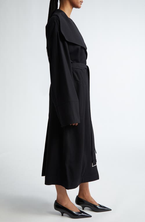 Shop Totême Toteme Signature Twill Belted Coat In Black