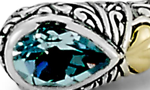 Samuel B. 18k Yellow Gold & Sterling Silver Blue Topaz Bangle Bracelet In Blue