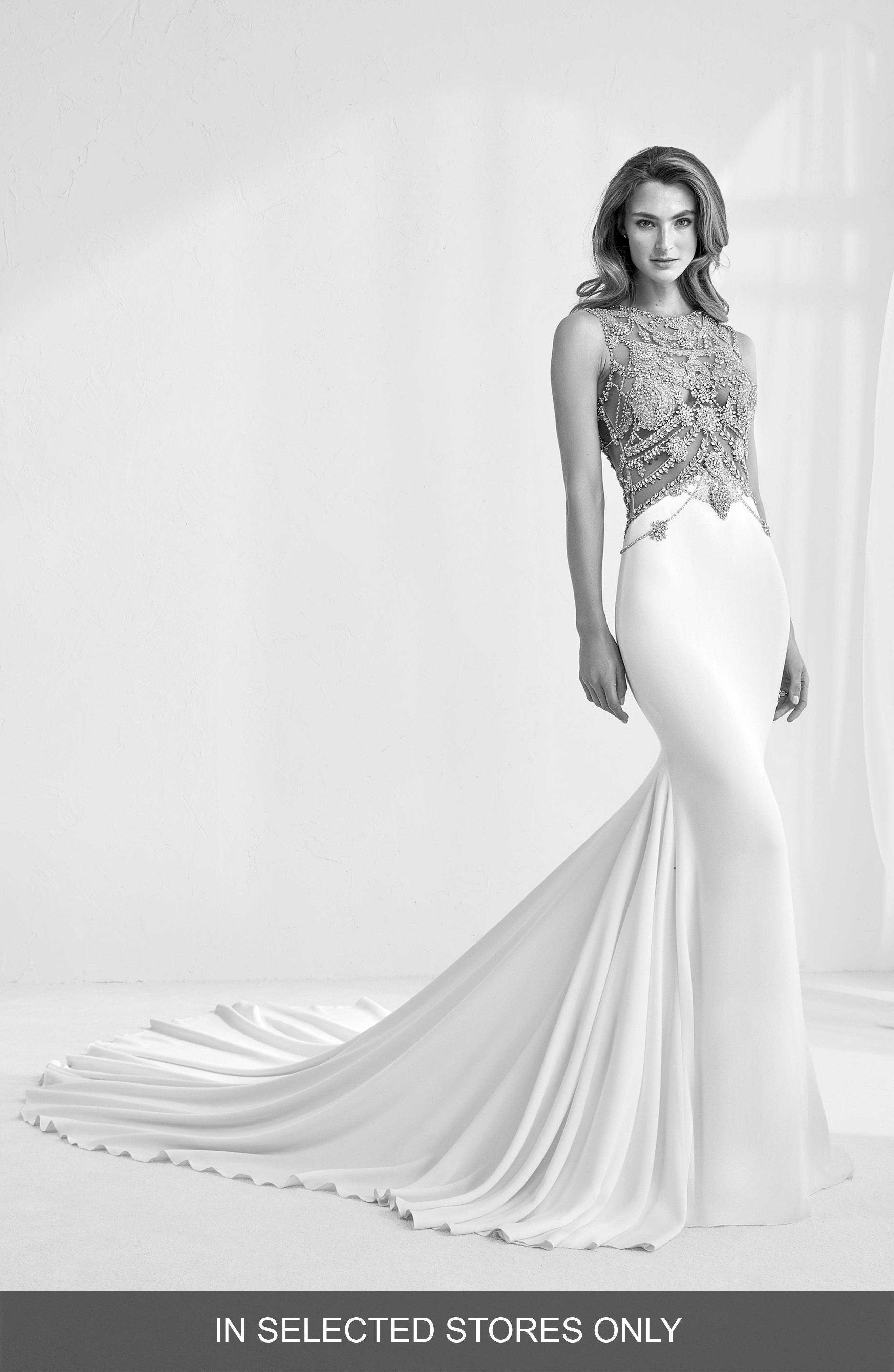 mermaid crepe wedding dress