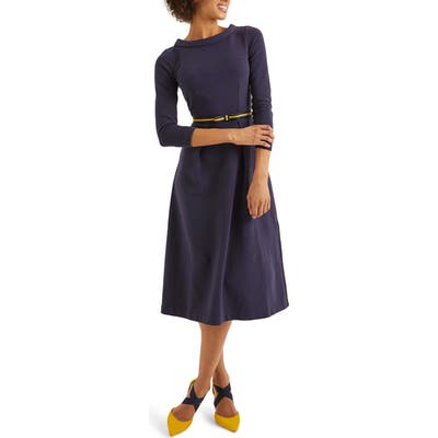 Boden Violet Ottoman Ribbed Midi Dress, 8 (similar to 16W-18W) - Blue