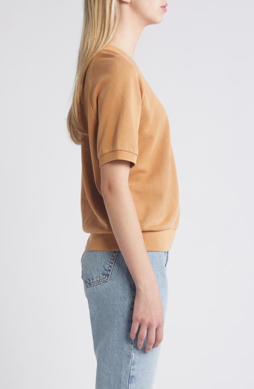 Shop Treasure & Bond Short Sleeve Cotton Blend Sweatshirt In Tan Biscuit